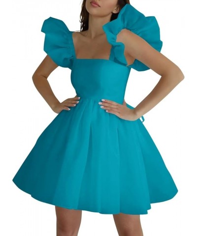 Off The Shoulder Homecoming Dresses Organza Cocktail Party Dresses A-Line Prom Dress Short Graduation Dress Acid Blue $30.55 ...