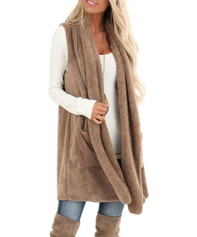 Women's Fleece Vest Casual Fuzzy Sleeveless Cozy Coats Lightweight Vest Winter Warm Sherpa Jacket With Pockets 06♛khaki $8.39...