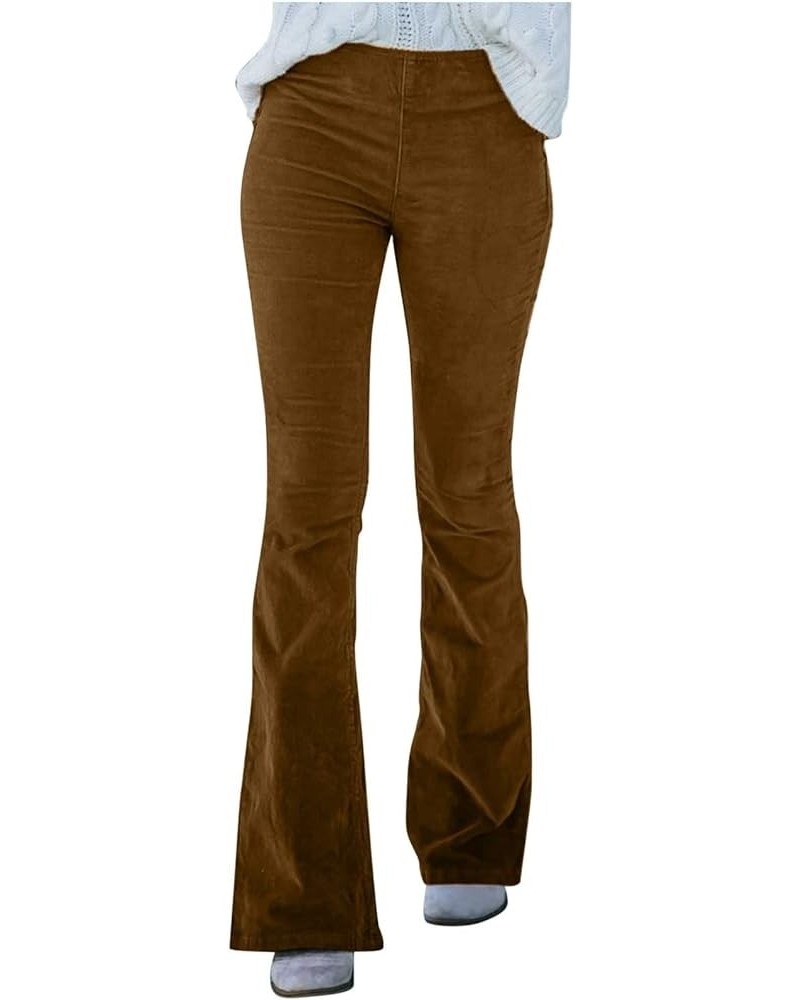 Women's Pants for Work Fall Trendy Corduroy Palazzo Pants Casual Business Long Trousers Stretchy Work Office Pants Brown 2 $9...