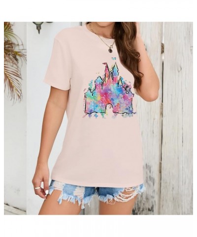 Magical Shirt for Women Magic Kingdom Tshirt Castle Graphic Tee Family Vacation Short Sleeve Tops Summer Casual Tops Pink4 $1...