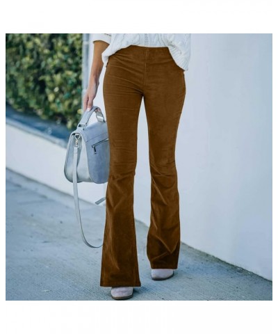 Women's Pants for Work Fall Trendy Corduroy Palazzo Pants Casual Business Long Trousers Stretchy Work Office Pants Brown 2 $9...