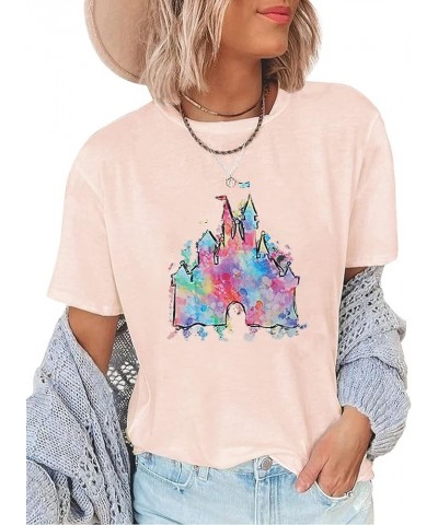 Magical Shirt for Women Magic Kingdom Tshirt Castle Graphic Tee Family Vacation Short Sleeve Tops Summer Casual Tops Pink4 $1...