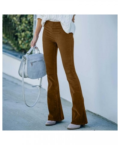 Women's Pants for Work Fall Trendy Corduroy Palazzo Pants Casual Business Long Trousers Stretchy Work Office Pants Brown 2 $9...