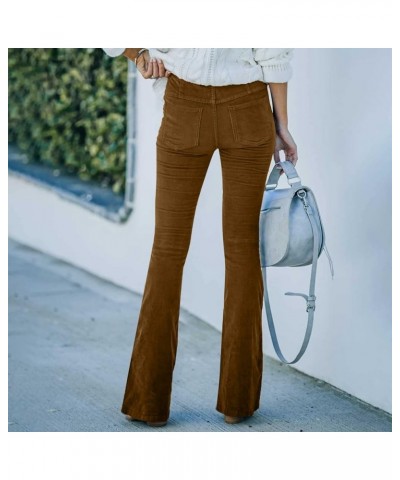 Women's Pants for Work Fall Trendy Corduroy Palazzo Pants Casual Business Long Trousers Stretchy Work Office Pants Brown 2 $9...