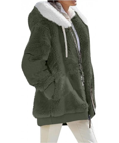 Winter Coats for Women 2023 Warm Lightweight Fleece Plush Zipper Hooded Jacket Comfy Wool Coats with Pockets A-army Green $12...