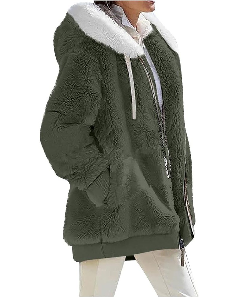 Winter Coats for Women 2023 Warm Lightweight Fleece Plush Zipper Hooded Jacket Comfy Wool Coats with Pockets A-army Green $12...