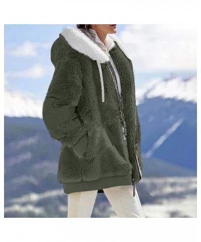 Winter Coats for Women 2023 Warm Lightweight Fleece Plush Zipper Hooded Jacket Comfy Wool Coats with Pockets A-army Green $12...