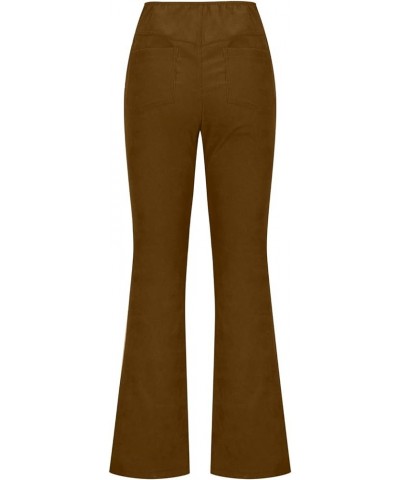 Women's Pants for Work Fall Trendy Corduroy Palazzo Pants Casual Business Long Trousers Stretchy Work Office Pants Brown 2 $9...