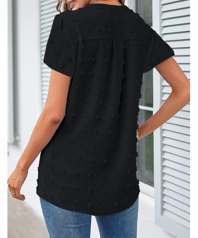 Blouses for Women Fashion 2023 Summer Loose Fit Flowy Shirts Dressy Casual Petal Short Sleeve Cute Swiss Dot Tops C-black $11...