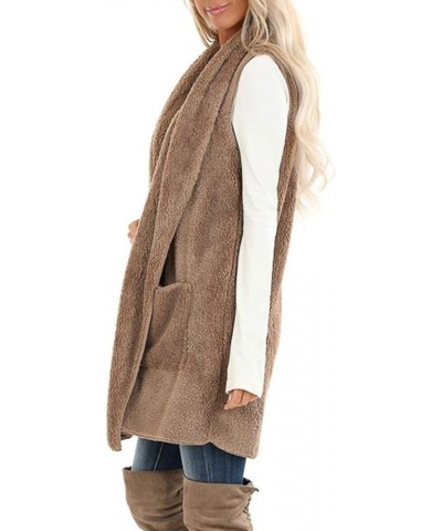 Women's Fleece Vest Casual Fuzzy Sleeveless Cozy Coats Lightweight Vest Winter Warm Sherpa Jacket With Pockets 06♛khaki $8.39...