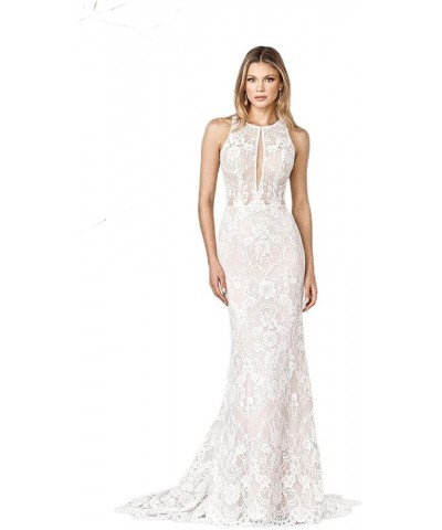 Women's Beach Spaghetti Strap Wedding Dresses for Bride 2024 Boho Long Lace Bridal Gowns for Wedding YMS041 L-ivory $70.38 Dr...