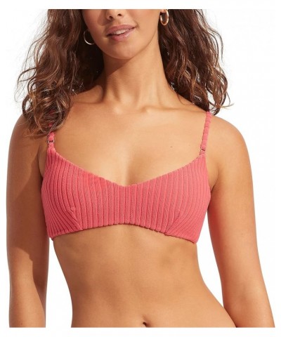 Women's Standard Bralette Bikini Top Swimsuit with Clip Back Havana Sun Kissed Coral $30.84 Swimsuits