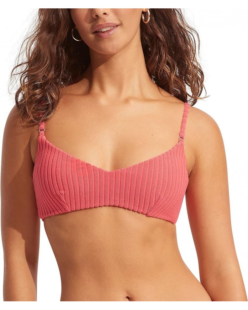 Women's Standard Bralette Bikini Top Swimsuit with Clip Back Havana Sun Kissed Coral $30.84 Swimsuits