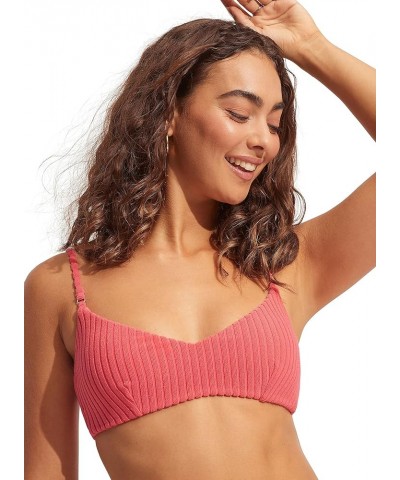 Women's Standard Bralette Bikini Top Swimsuit with Clip Back Havana Sun Kissed Coral $30.84 Swimsuits