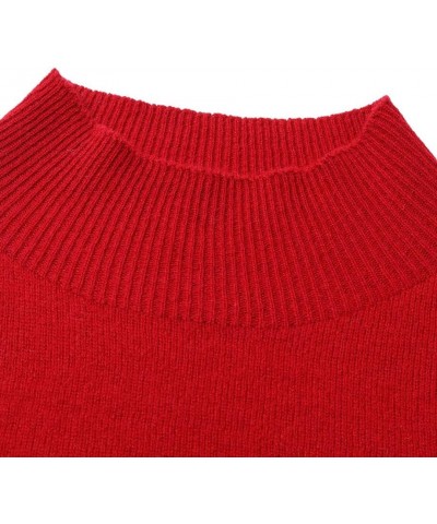 100% Pure Cashmere Womens Sweater Long Sleeve Mock Neck Soft and Lightweight Warm Sweater Top Red $50.00 Sweaters