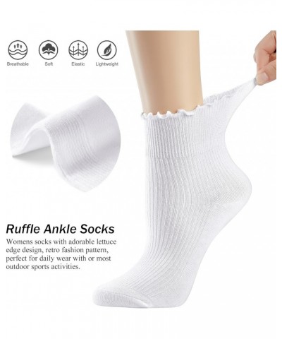 Ruffle Crew Socks Cute Ankle Socks for Women Girls Cotton Knit Lettuce Frilly Socks Athletic Socks 1 Pair Coffee $6.35 Active...