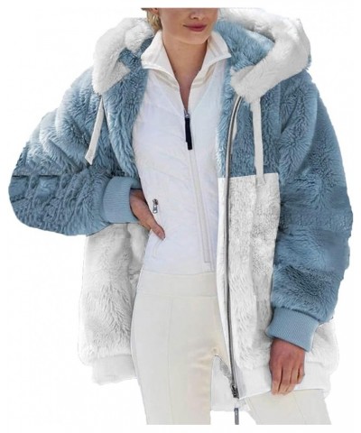 Womens Winter Coats Cozy Fuzzy Fleece Jacket Double Sided Fur Hooded Cardigan Fuzzy Outerwear Warm Sherpa Lined Jacket D01 Bl...