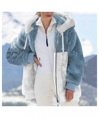 Womens Winter Coats Cozy Fuzzy Fleece Jacket Double Sided Fur Hooded Cardigan Fuzzy Outerwear Warm Sherpa Lined Jacket D01 Bl...