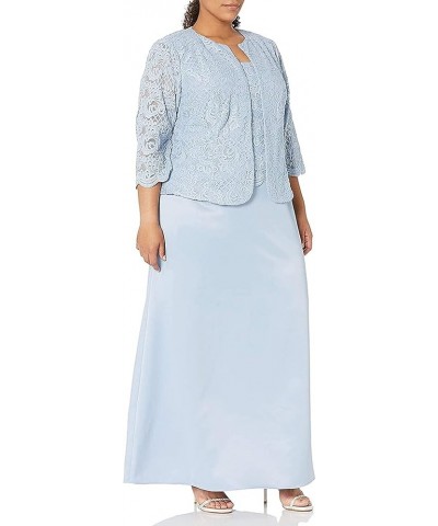 Women's Plus Size Long A-Line Mock Dress with Jacket Hydrangea $80.93 Dresses