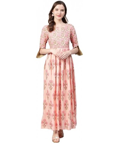 Women's Light Pink Printed Rayon Dress Light Pink $15.05 Dresses