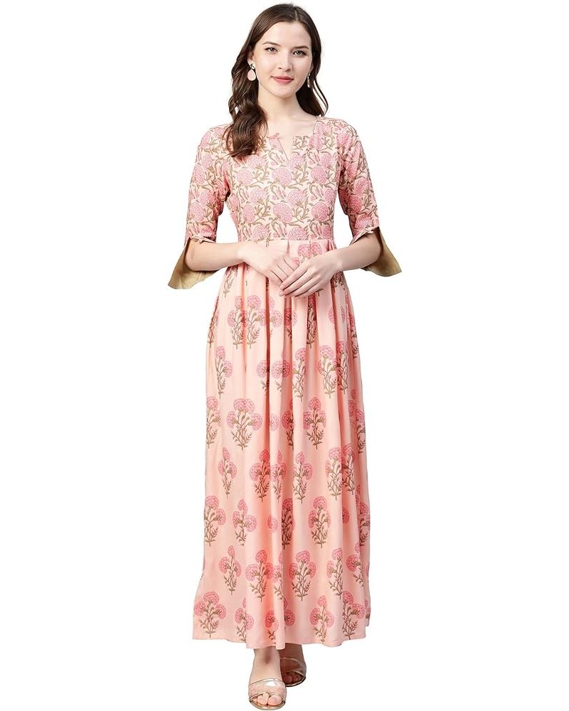 Women's Light Pink Printed Rayon Dress Light Pink $15.05 Dresses