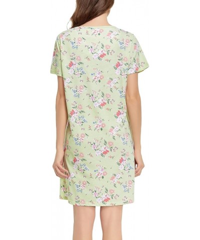 Women's Nightgowns Short Sleeve Sleepshirts Sleepwear Casual Print Pajama Dress Green Flora1 $11.19 Sleep & Lounge