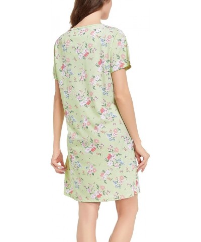 Women's Nightgowns Short Sleeve Sleepshirts Sleepwear Casual Print Pajama Dress Green Flora1 $11.19 Sleep & Lounge