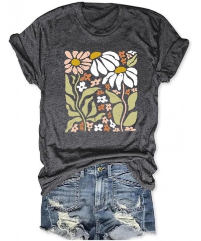 Women Boho Wildflowers Cottagecore Shirt Vintage Butterfly Floral Botanical Graphic Tees Garden Lover Tops 23 Dark Gray $13.1...