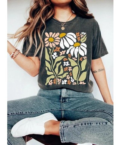 Women Boho Wildflowers Cottagecore Shirt Vintage Butterfly Floral Botanical Graphic Tees Garden Lover Tops 23 Dark Gray $13.1...