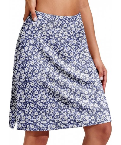 Women's 20" Knee Length Skorts Skirts Athletic Tennis Skorts Long Golf Skirt with Pockets Modest Skirts Navy White Floral $15...