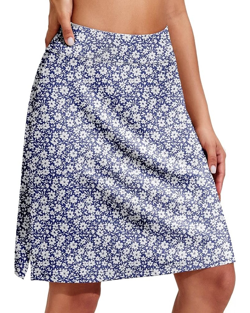 Women's 20" Knee Length Skorts Skirts Athletic Tennis Skorts Long Golf Skirt with Pockets Modest Skirts Navy White Floral $15...