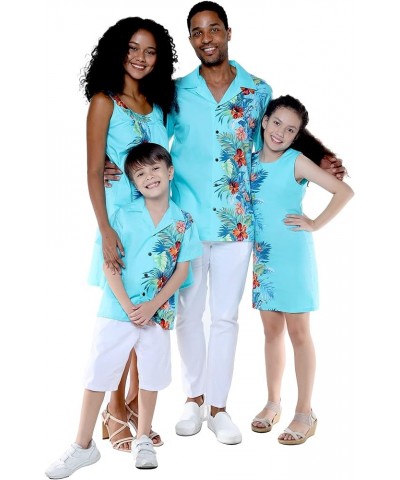 Matchable Family Hawaiian Luau Men Women Girl Boy Clothes in Orchid Paradise Turquoise Big Boy Boy Short Sleeve $21.29 Dresses