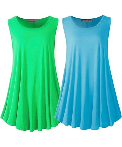 SepiMeli Tank Tops for Women Plus Size Sleevelss Tunic Casual Summer Clothes Swing Shirts for Leggings Light Blue/Green $18.1...