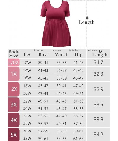 Women's Plus Size Tunic Short Sleeve Clothes Scoop Neck Summer Tops Pleated Flowy Loose Fit Babydoll T Shirt L-5X D9- Navy Bl...