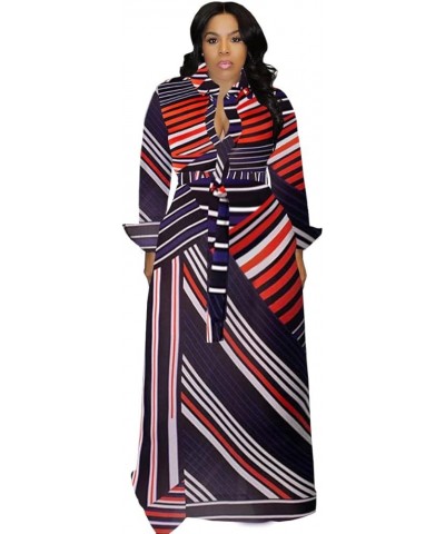 Women's African Printed Maxi Shirt Dress Long Sleeve Button Long Sleeve Dashiki Long Dresses with Belt Plus Size R $21.08 Dre...