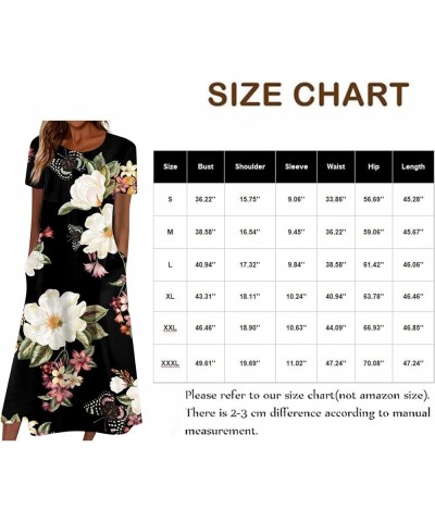 Women's Summer Dresses 2023 Fall Vintage Elegant Floral Dress Crewneck Short Sleeve Flowy Casual Dresses Midi Dress 02-khaki ...