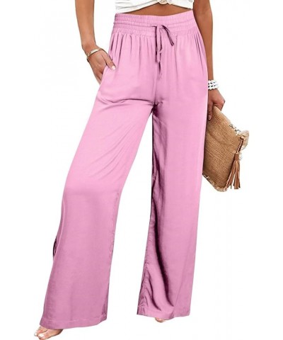 Women's Wide Leg Pants Dressy Casual Work Pants High Waisted Palazzo Pant Flowy Wide Leg Trousers 03-pink $10.06 Pants