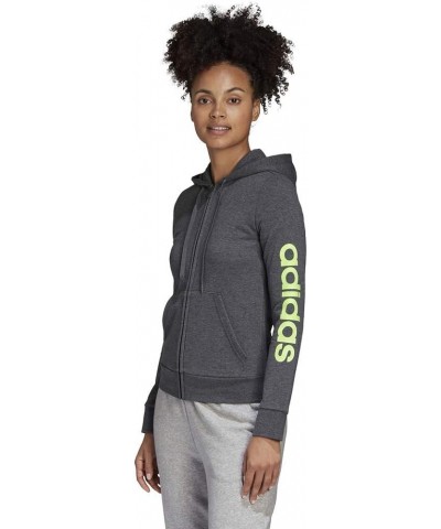 Women's Essentials Linear Hoodie Dark Grey Heather/Signal Green $16.00 Activewear