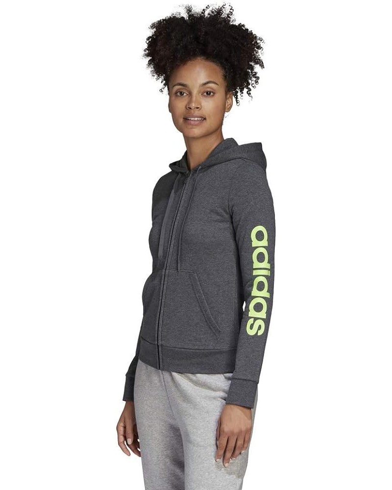 Women's Essentials Linear Hoodie Dark Grey Heather/Signal Green $16.00 Activewear