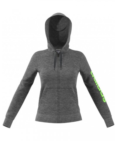 Women's Essentials Linear Hoodie Dark Grey Heather/Signal Green $16.00 Activewear