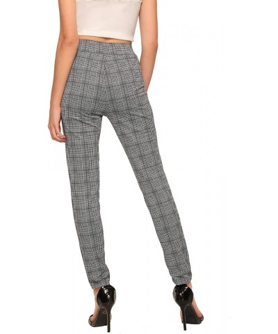 Women's Casual Skinny Leggings Stretchy High Waisted Work Pants Black White Grey Plaid $12.71 Leggings