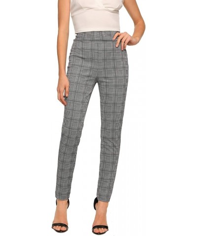 Women's Casual Skinny Leggings Stretchy High Waisted Work Pants Black White Grey Plaid $12.71 Leggings