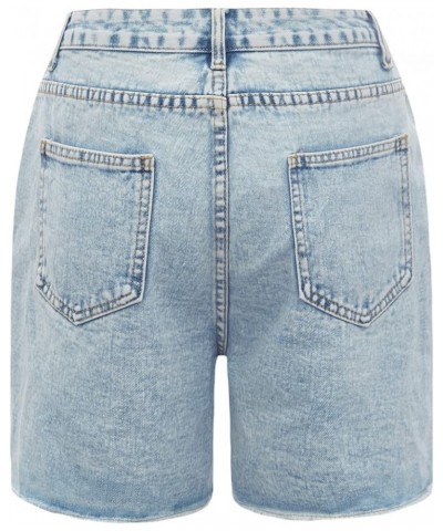 Women's High Waisted Jean Shorts Raw Hem Straight Leg Denim Shorts Summer Casual Short with Pockets Light Wash Blue Pure $12....