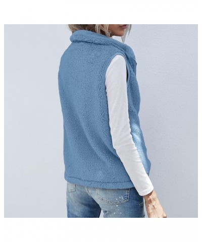 Women's Fleece Vest Casual Fuzzy Sleeveless Cozy Coats Lightweight Vest Winter Warm Sherpa Jacket With Pockets 04♛blue $8.39 ...