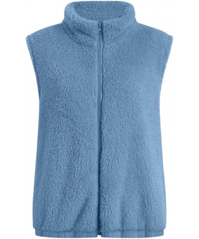 Women's Fleece Vest Casual Fuzzy Sleeveless Cozy Coats Lightweight Vest Winter Warm Sherpa Jacket With Pockets 04♛blue $8.39 ...