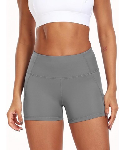 Women's 5" /2" High Waist Stretch Athletic Workout Shorts with Pocket 3 Pack:11 Black & Grey & White $15.68 Activewear