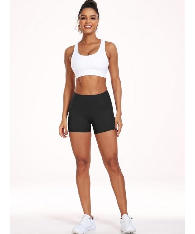 Women's 5" /2" High Waist Stretch Athletic Workout Shorts with Pocket 3 Pack:11 Black & Grey & White $15.68 Activewear