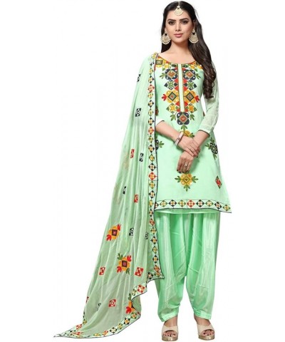 Indian Traditional Bandhani or Phulkari Mirror Work Salwar Suit for Women Light Green7 $30.59 Suits