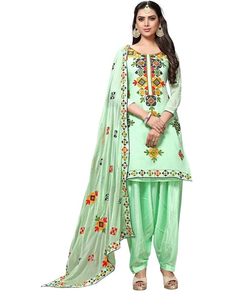 Indian Traditional Bandhani or Phulkari Mirror Work Salwar Suit for Women Light Green7 $30.59 Suits