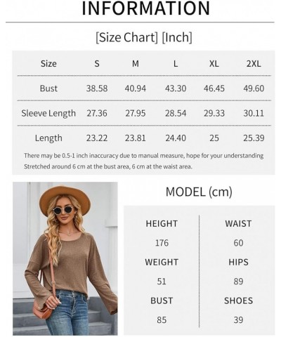 Women Fall Long Sleeve Shirts Puff Sleeve Crew Neck Tops Solid Color Casual Loose Tunic Tops Pullovers Beige $11.20 Tops